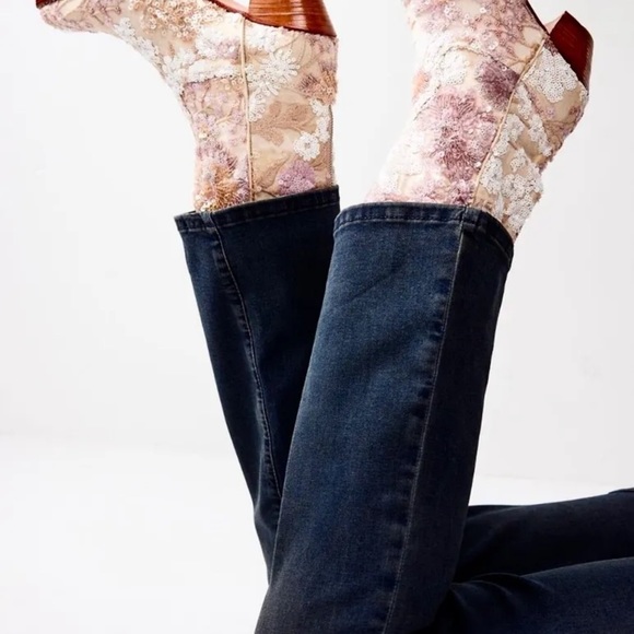 Free People MOMO Selina Embellished Boot Floral Sequin Cream Nude Zip - Picture 8 of 10